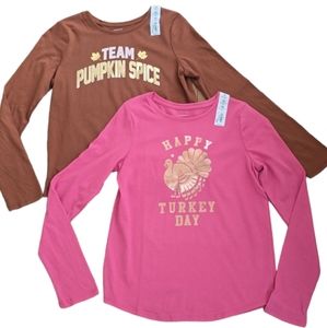JUMPING BEANS BRAND GIRLS LONG SLEEVE FALL/THANKSGIVING TEE SHIRT BUNDLE SIZE 12